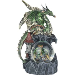 Green Dragon on Castle Snow Globe