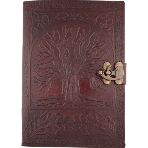 Large Leather Embossed Tree Of Life Journal With Lock