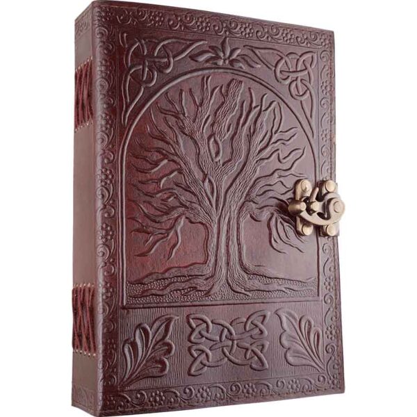 Large Leather Embossed Tree Of Life Journal With Lock