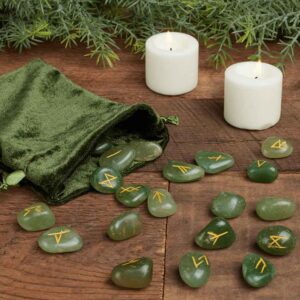 Green Aventurine Set of Rune Stones