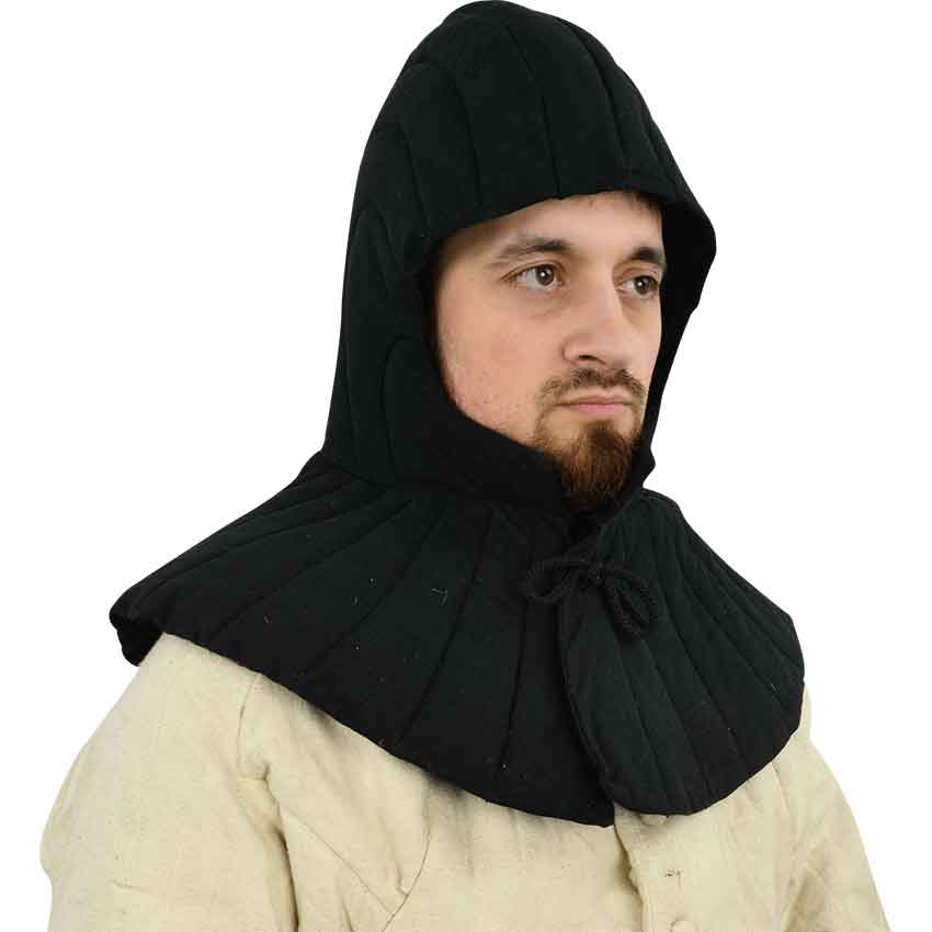 Black Padded Arming Hood with Collar