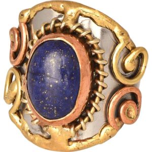 Mixed Metal Lapis Cuff Ring