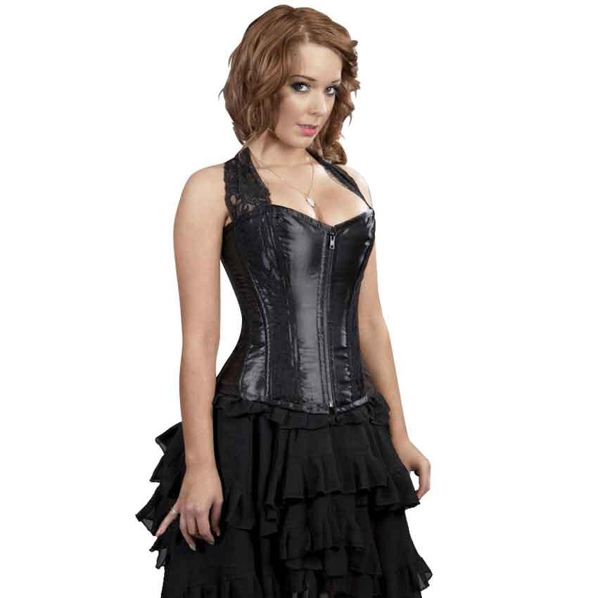 Black Satin Bodice Corset as a gothic outfit