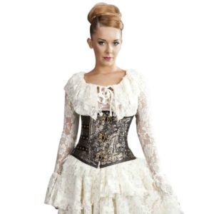 Sophisticated Spiral Steel Boned Underbust Corset In Black Taffeta -  Burleska - Dark Fashion Clothing