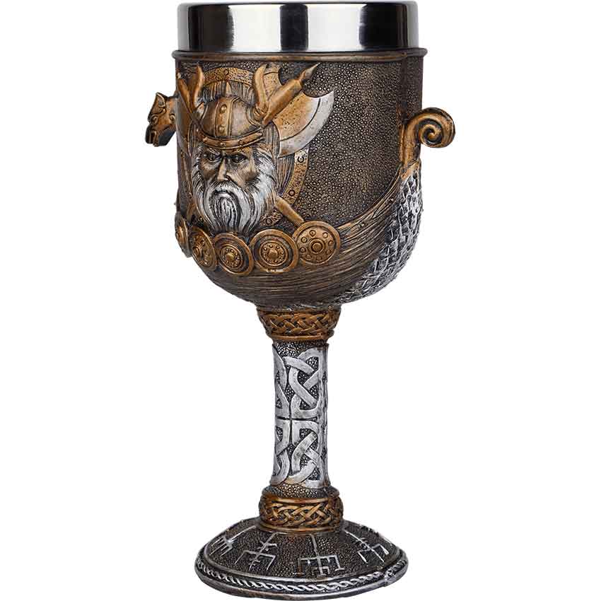 Viking Warrior and Dragon Ship Goblet