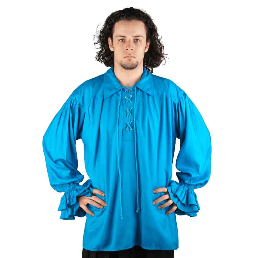 Medieval Men Puffy Sleeve Pirate Shirt Scottish Widecuff Shirt