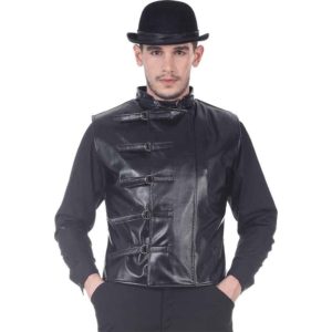 Sleeveless Faux Leather Steampunk Jacket