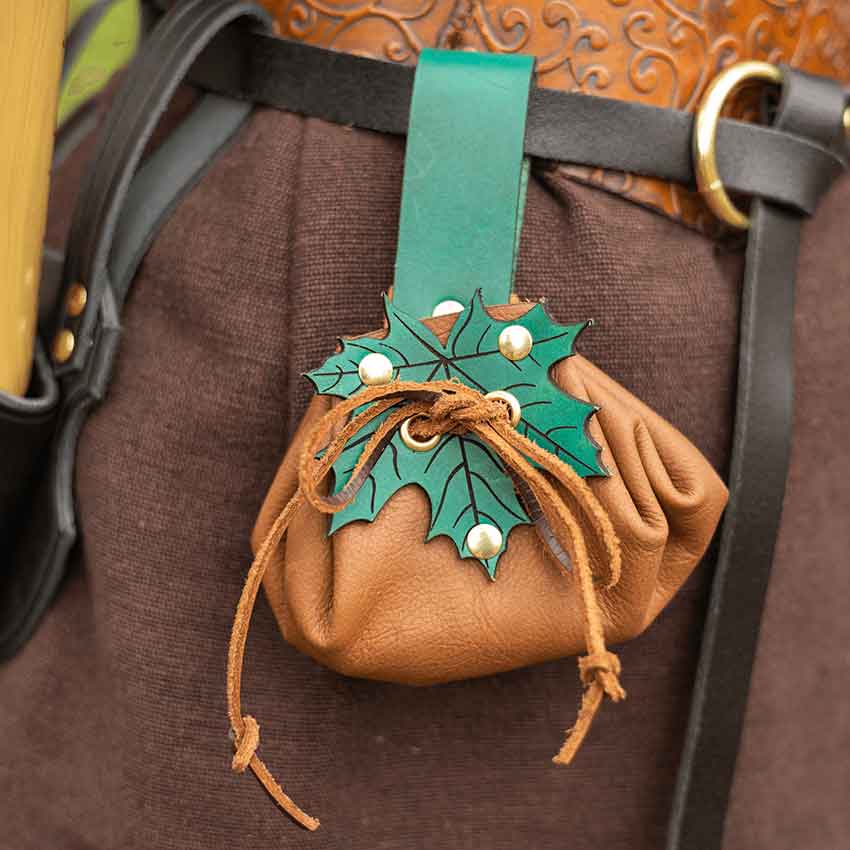 Small Round Pouch with Leaf Closure