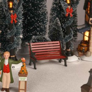 Red Wrought Iron Park Bench - Accessory Buildings and Figurines by Department 56