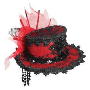 Steampunk Mini Red Lace Top Hat