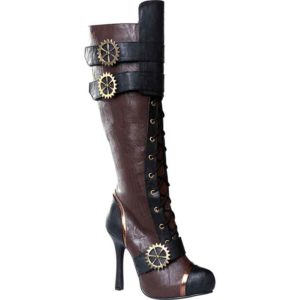 Knee-High Lace Up Steampunk Heel Boots