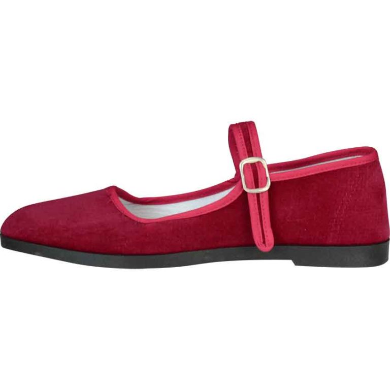 Burgundy Velvet Lady Jane Shoes