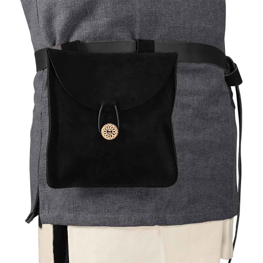 black suede travel pouch