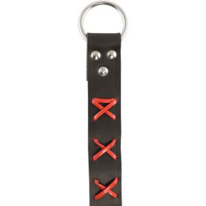 Laced Leather Ring Belt - Black with Red