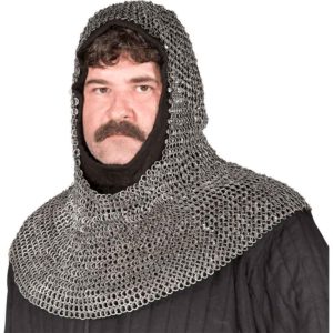 Round Ring Round Riveted Chainmail Coif