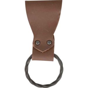 Leather Frog with Handforged Twisted Ring - Brown