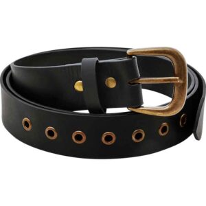 Knights Simple Medieval Leather Belt - Black