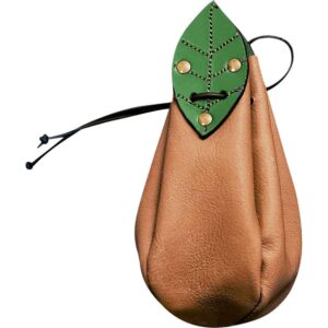 Elven Leaf Leather Pouch - Brown