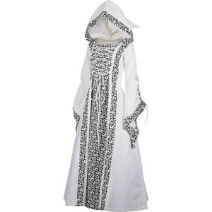 White Medieval Maiden Hooded Dress