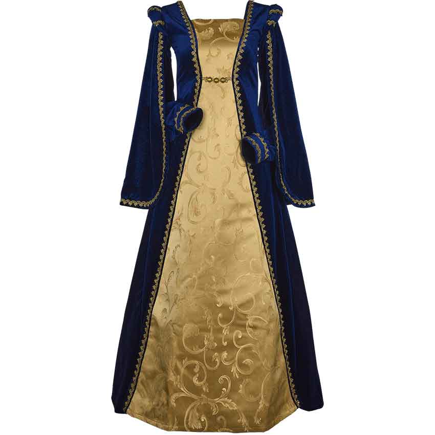 Courtly Renaissance Dress - Blue and Gold