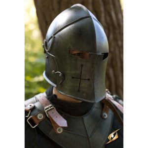 Epic Dark Visored Barbuta Helmet