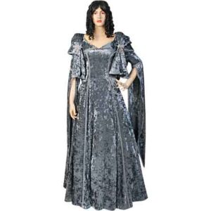 Crushed Velvet Renaissance Dress - Gray