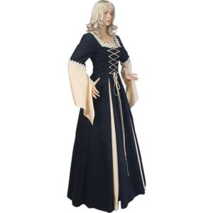 Suede and Brocade Medieval Dress