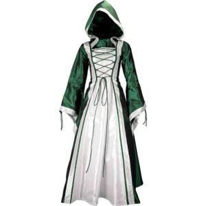 Hooded Renaissance Sorceress Dress - Green