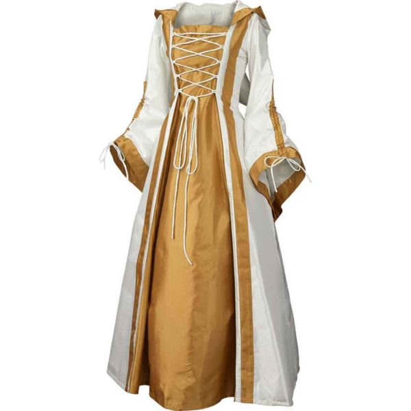 Hooded Renaissance Sorceress Dress - White