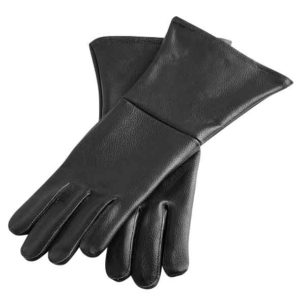 Black Leather Historical Gloves