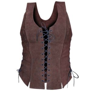 Medieval Bodice Under the Bust, Made of Brown and Gold Leatherette