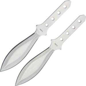 2 Piece Biohazard Chrome Leaf Blade Throwing Knives