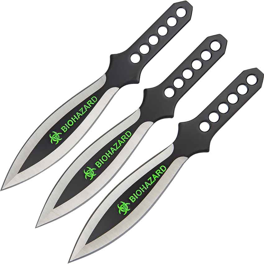 2 Piece Biohazard Dark Strike Throwing Knives