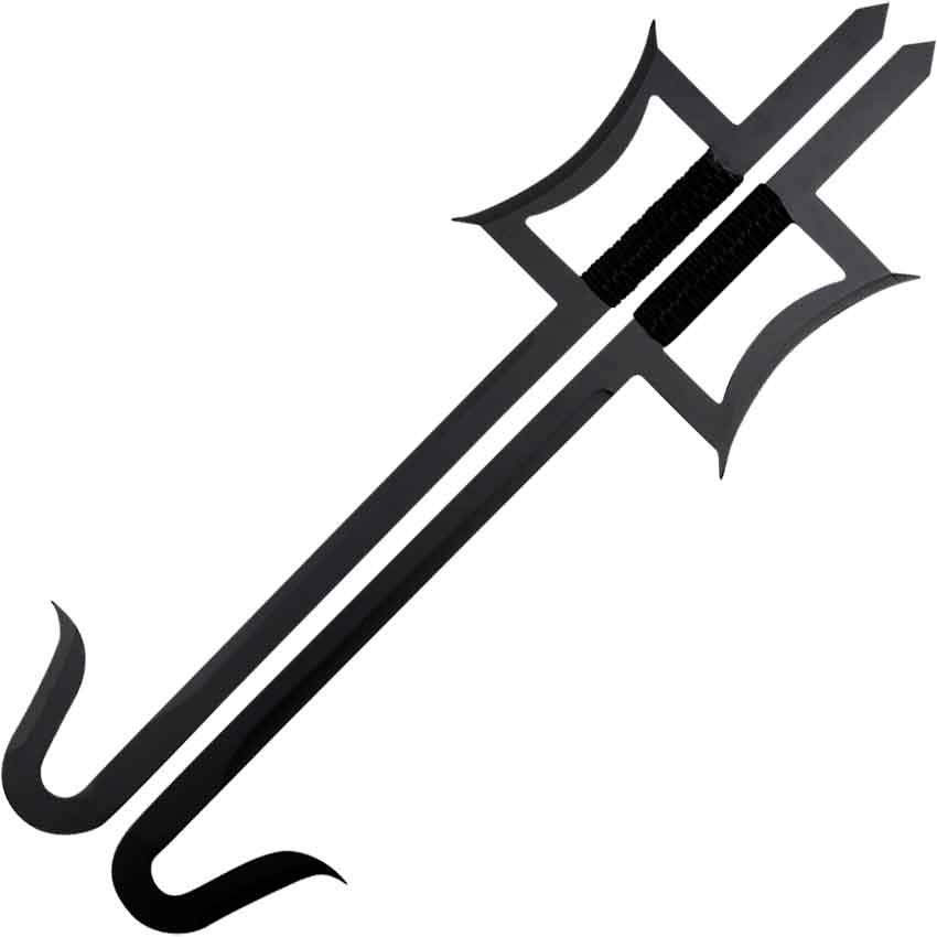 2-piece Chinese Hook Sword Set Black
