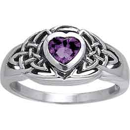 Celtic Heart Gem Knotwork Ring