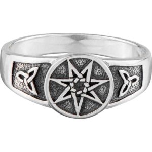White Bronze Triquetra Seven Star Ring