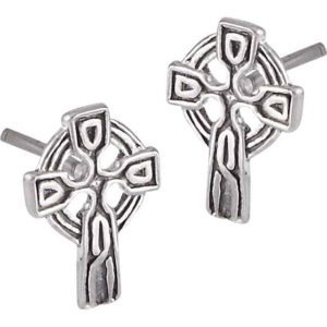 Sterling Silver Celtic Cross Stud Earrings