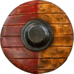 Drang Round LARP Shield - Red/Wood