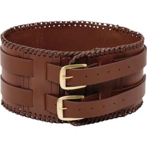 Laced Leather Wide Belt - Brown