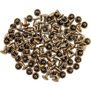 Double Cap Rivets - Antique Brass - 1/4 Inch - 100 Pack