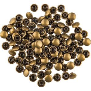 Double Cap Rivets - Antique Brass - 1/4 Inch - 100 Pack