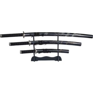 Black Carved Dragon Sword Set