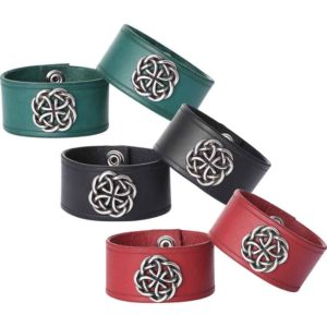 Leather Wrist Cuffs with Celtic Knot