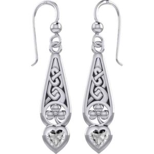 Silver Shamrock and Heart Knotwork Earrings