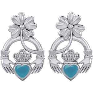 Silver Clover and Claddagh Post Earrings