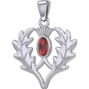 Silver Thistle with Gemstone Pendant