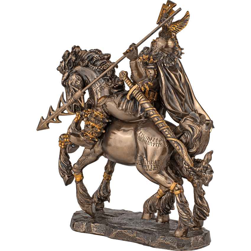 Bronzed Norse God Odin Riding Sleipner Statue