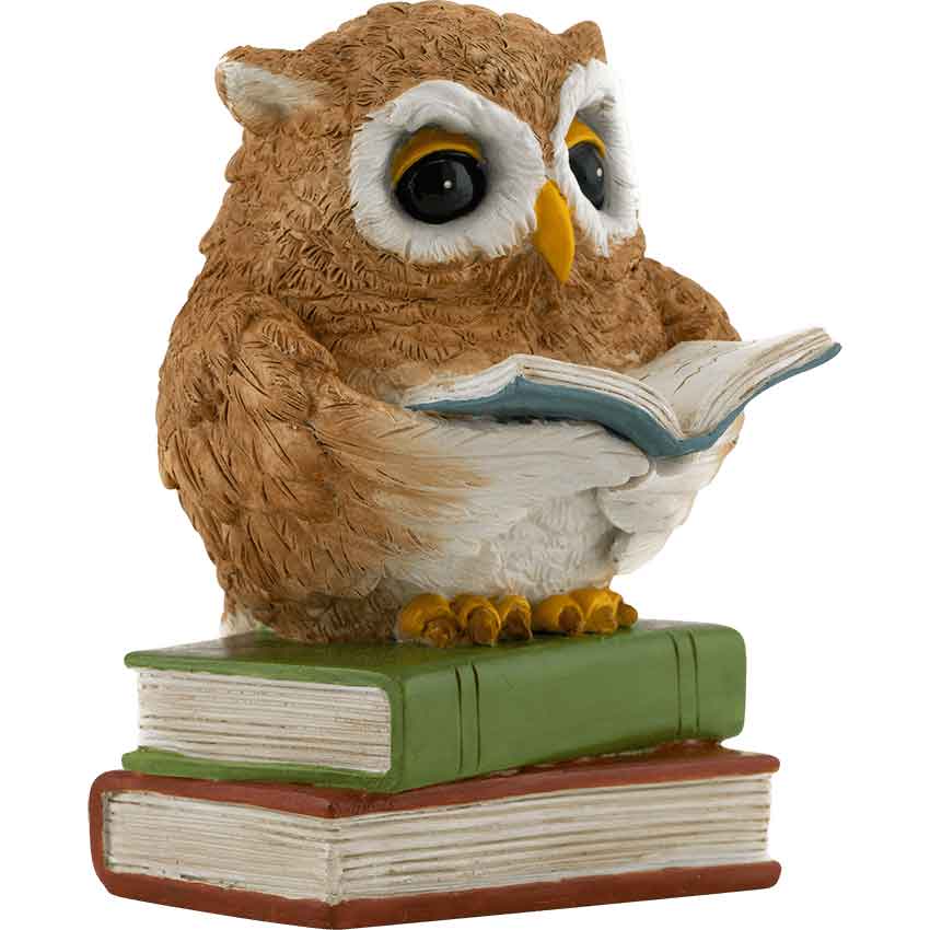 Download Owl Reading On Book Stack Statue