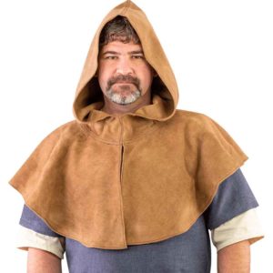 Light Brown Medieval Suede Hood