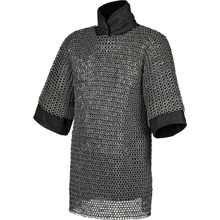 6MM MS Round Riveted with Alternate Flat Ring Hauberk Chainmail Armor Full  Sleeve Shirt